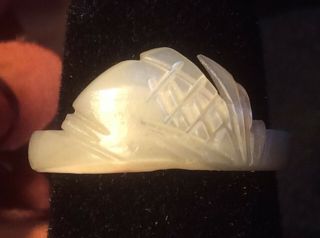 Vintage Carved Shell Mop Ring Size 5.  5 Pineapple Mother Of Pearl Estate Jewelry
