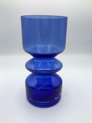 Vintage Cobalt Blue Art Glass Vase 7 3/4 " Tall Collectible Modern Mcm Abstract