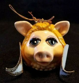 Vintage 1989 Henson Assoc Miss Piggy Ceramic Head Ornament With Wings