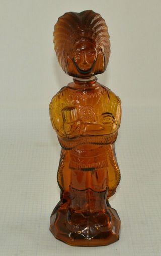 Vintage Amber Glass Indian Shaped Bottle 12 " Tall J.  S.  N.  Y.  1974 Made In Taiwan