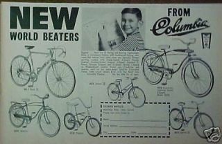 1964 Columbia Bicycles Playboy Sports Bike Trade Ad