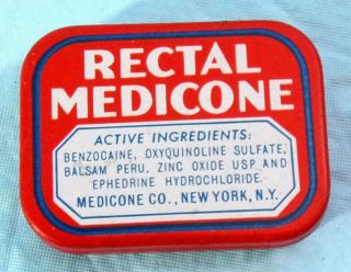 Vtg.  Rectal Medicone Supposity Advertising Tin Container