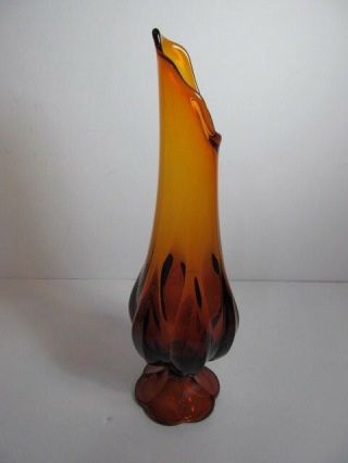 Antique Swung Vase Large Dark Amber L.  E.  Smith Simplicity 15 " Tall 4.  5 " Wide
