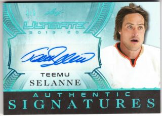 Teemu Selanne 2019 - 20 Leaf Ultimate Hockey Authentic Signatures Autograph 4/5