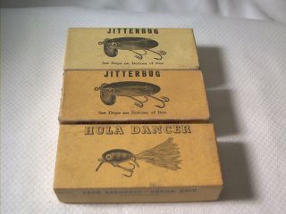 Vintage Old Plastic Fishing Lure Box Only 3 Fred Arbogast Intro Boxes