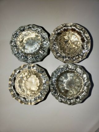 Set Of 4 Vintage Glass Doorknobs With Brass Fittings Antique Glass
