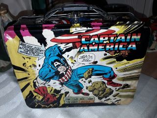 Vintage Marvel Captain America Metal Lunch Box - Jack Kirby Art