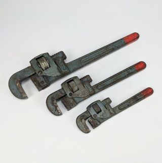 Trimo 14 " 10 " & 8 " Pipe Wrench Set - Vintage Adjustable Drop Forge Stee Usal