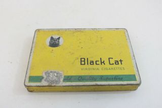 Vintage Black Cat Virginia Cigarettes Metal Advertising Tin Can - N8
