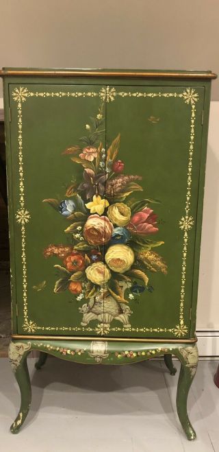 Vintage Floral Painted Cabinet/wardrobe