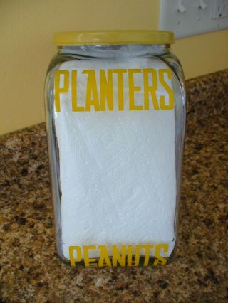 Vintage Antique Planters Mr.  Peanut Glass Jar Streamline With Tin Lid No Chips