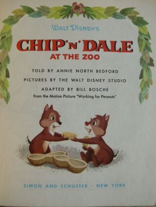Vintage Little Golden Book WALT DISNEY ' S CHIP ' n ' DALE AT THE ZOO 