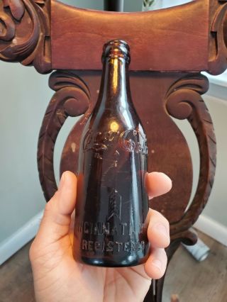 Antique Amber Coke Bottle Cincinnati Ohio 2