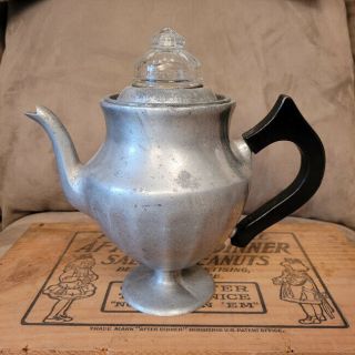 1915 Antique Vintage Wagner Ware 6 Cup Percolator Coffee Maker Pot Kitchen Rare