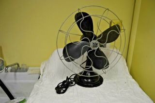 Antique Vtg R&m Robbins & Myers Oscillating Fan 21 " Tl,  12 1/2 Across 9 " Base