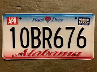 One Alabama License Plate Heart Of Dixie Random Letters/numbers