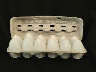 Antique 12 One Dozen Hand Blown Milk Glass Nesting Eggs