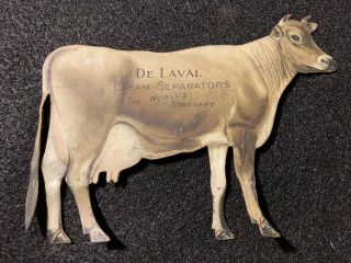 Antique De Laval Cream Separator Tin Advertising Sign Jersey Cow Early 1900s