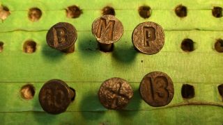 6 Different Buffalo,  Rochester,  And Pittsburgh Railroad Letter Date Nails