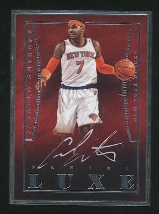 2014 - 15 Luxe Carmelo Anthony Silver Metal Frame Auto White Ink L - Ca Knicks