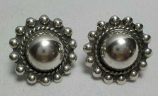 Vintage Sterling Silver Ball Bead Border Earrings