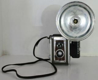 Vintage Brown Kodak Duaflex Iv Camera With Kodet Lens And Kodalite Flasholder