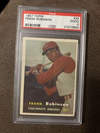 1957 Topps Frank Robinson Rc Cincinnati Reds 35 Baseball Card Psa 2