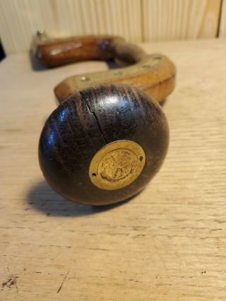 Antique Wooden and Brass Bit Brace Hand Drill 3