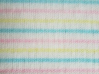 Vtg Baby Blanket Open Weave Pastel Stripe WPL1675 USA Made Pink Blue Yellow Euc 2