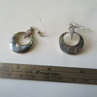 Vintage Alpaca Silver Mexico Abalone Shell Earrings