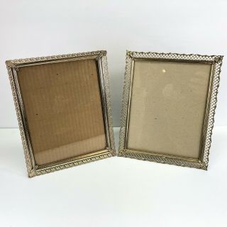 2 Vintage Ornate Gold Tone Filigree Metal Frames 8x10 Table Top Easel Back