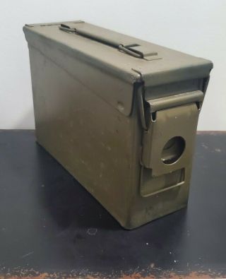 Vintage S.  C.  F.  Army Ammunition Box 10 " X 7 " X 3 1/2 " Army Green Metal