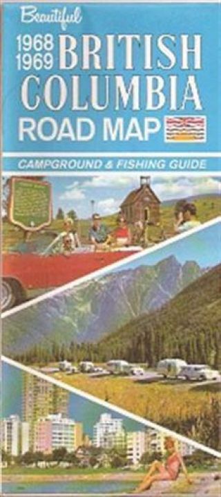 1968 British Columbia Official Highway Road Map Canada
