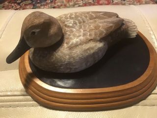 Hand Carved & Hand Painted Wooden Duck Signed By Artist 1983