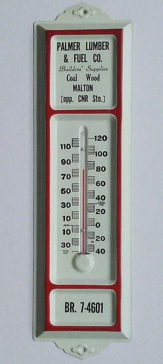 Vintage 1950s Metal Advertising Thermometer Palmer Lumber Malton Ontario