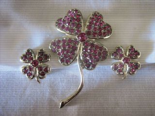 Vintage Sarah Coventry Demi Brooch/pin & Earring Set " Pink Ice " 1964