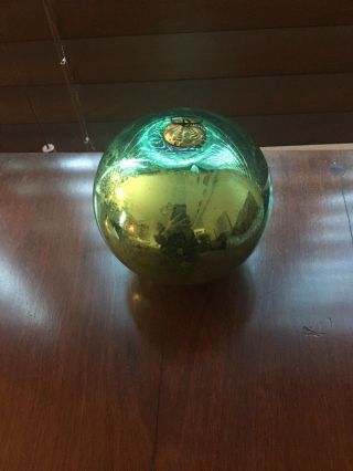 Antique German Kugel Christmas Ornament Light Green 6 " Tall 15 3/4 " Around