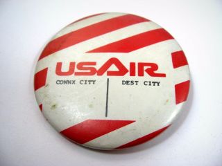 Vintage Pin Button: Usair Connx City Dest City Connection Destination