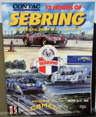 1992 12 Hours Of Sebring Official Program International Grand Prix Of Endurance