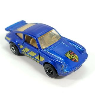 Vintage 1978 Matchbox Lesney Superfast Porsche Turbo Blue W/ Yellow Decals