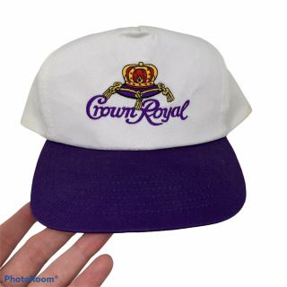 Vintage Crown Royal Whiskey Snapback Hat Cap White Purple Snap Back Flawed