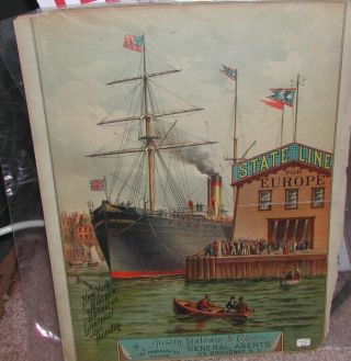 State Line Steamship Ad. ,  Printed On Heavy Paper,  Broadside Print Antique 1879 - Ps