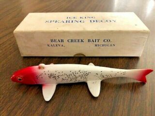 Vintage Ice King Spearing Decoy; Box,  Bear Creek Bait Co.