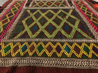 Hand Woven Vintage Afghan Dastarkhaw Suzani Wall Hanging kilim Wool Area Rug 4x4 3