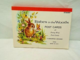 Vintage 40 Penny Wise Babes In The Woods Post Cards / 4 Assorted Designs