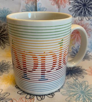 Rare & Vhtf Vintage Apple Macintosh Rainbow Spellout Coffee Mug Tea Papel Usa