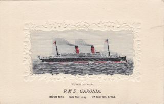 Vintage Silk Postcard Of Rms Mauretania Cunard Line