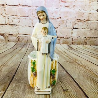 Vtg Madonna Child Virgin Mary Jesus Planter 10”statue Ceramic Religious Japan
