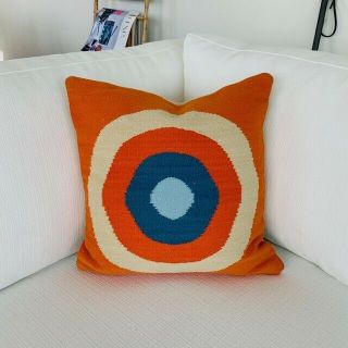 Jonathan Adler Reversible Pillow Cover - Orange,  Cream,  Blue - Geometric Shapes