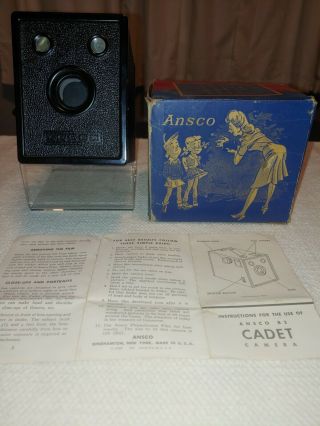 Ansco B - 2 Cadet Antique Vintage Box Snap Shot Film Camera &boxusa Appears